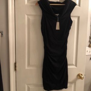 Sexy Fitted Black Cotton Cocktail Dress